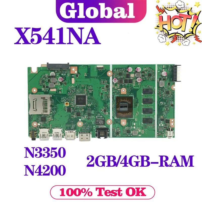 

Новый KEFU Новый! Материнская плата X541N для ноутбука ASUS X541NA A541NA F541NA R541NA D541NA X541, оригинальная материнская плата N3350/N4200 4G/2G-RAM