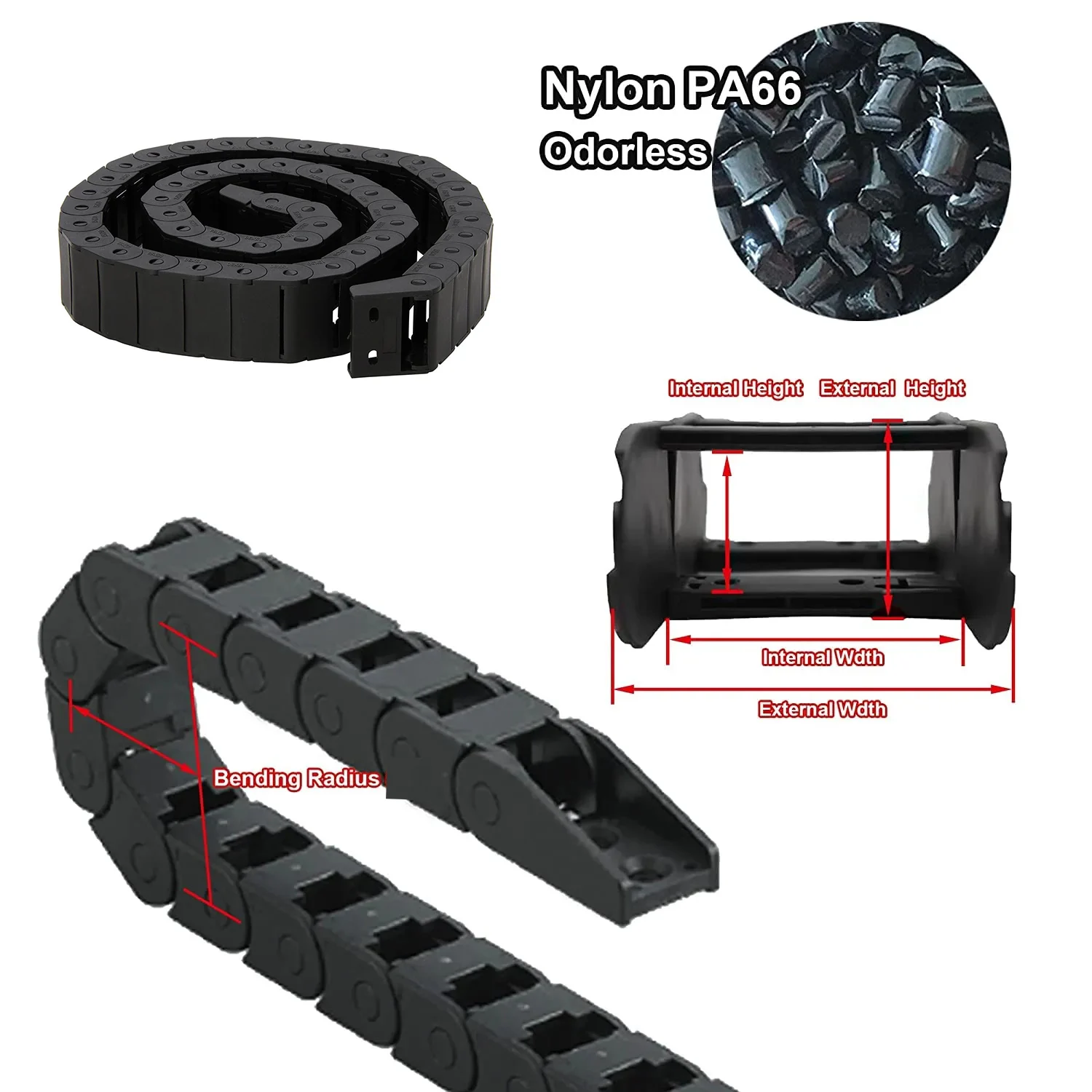 Cable Drag Chain Wire Carrier with end connectors 10x15mm 15x30mm 15x50mm 18x25mm 18x37mm L1000mm For CNC Router Machine Tools