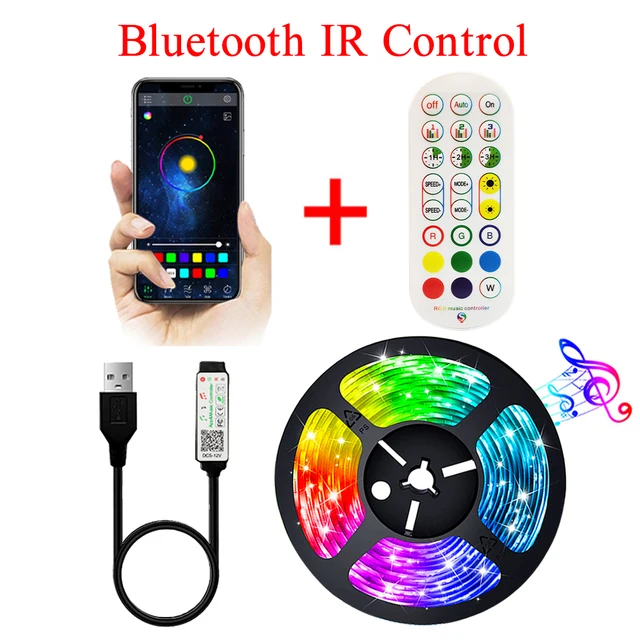 LED Strip Lights USB Bluetooth 5V RGB LED Lights Flexible LED Lamp Tape Ribbon RGB TV Desktop Screen BackLight Diode Tape Luces Bluetooth Music App