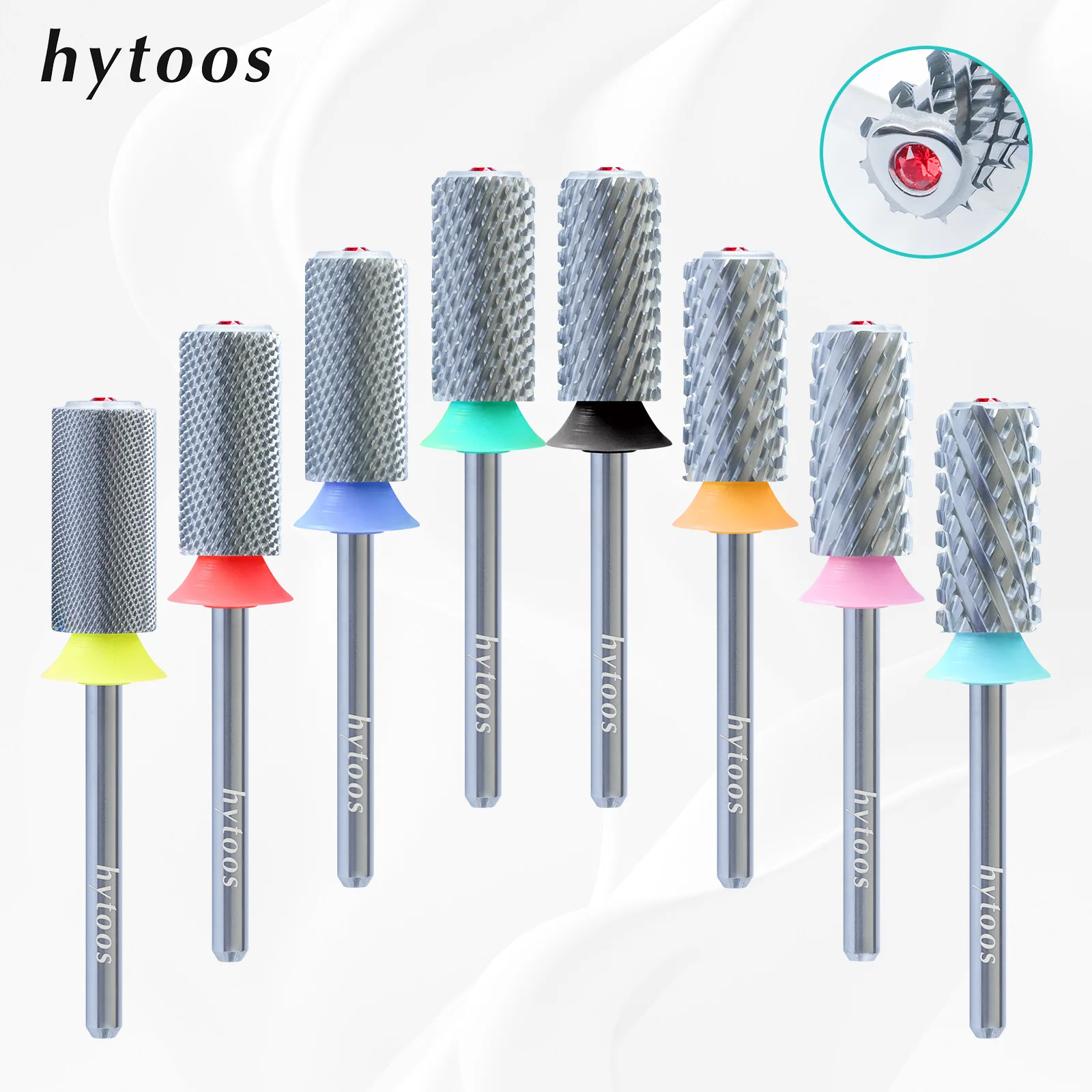 HYTOOS 텅스텐 카바이드 아크릴 네일 드릴 비트, 크롬 6.6mm 크리스탈 탑 배럴 네일 비트, 양방향 매니큐어 efile ..
