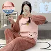 New Maternity Feeding Pajamas Winter Sets Women Winter Nursing Clothes Set Fashion Cartoon Lactation Coat Long Trousers Twinset 4
