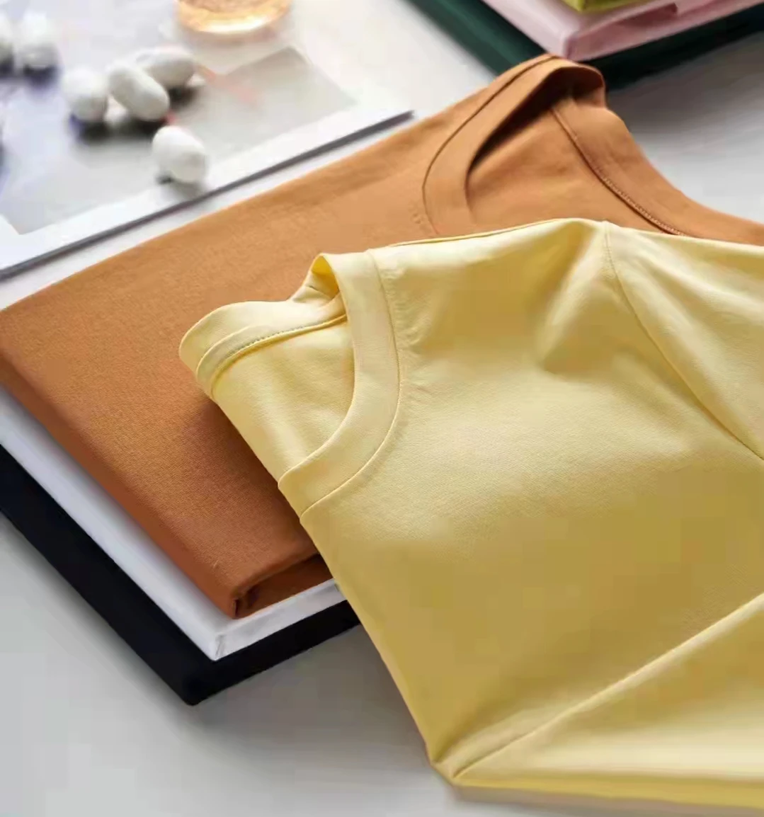 Sommer Hohe Qualität Reine Mercerisierter Baumwolle T-shirts frauen Lose Rundhals Kurzarm T-stücke Weibliche T Shirt Einfarbig Tops