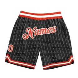 Custom Black Orange Authentic Basketball Shorts 3D Printed Men Shorts Name Mumber Quick Drying Beach Shorts