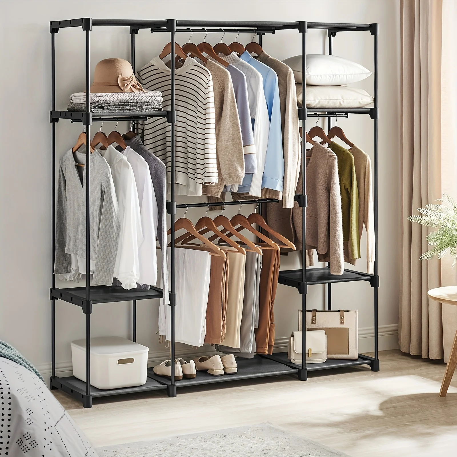 

Portable Closet, Freestanding Closet Organizer, Clothes Rack with Shelves, Hanging Rods, Storage Organizer, for Cloakroom, Bedro