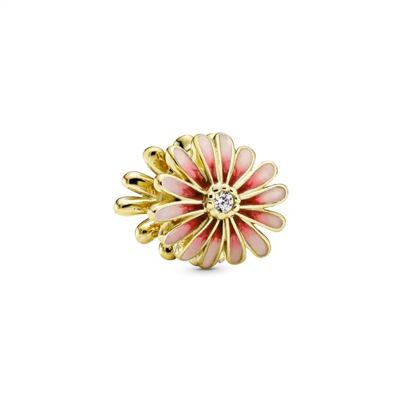 Gold Family Tree Daisy Cherry Blossoms Leaf Charm Beads DIY Women Jewelry Gifts Making Fit Original European 925 Silver Bracelet 4