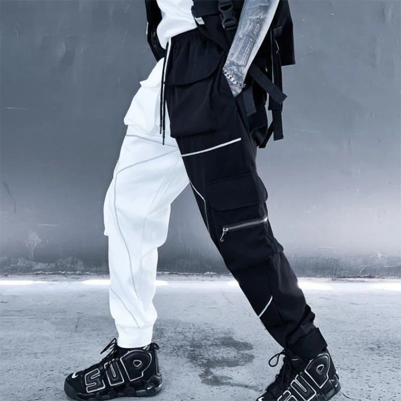 Spring Autumn Loose Casual Streetwear Patchwork Hip Hop Cargo Pants Male Elastic Waist Trend Fashion Harajuku Y2K Trousers Men