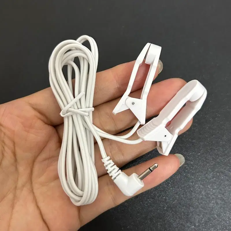 새로운 1Pcs 이어 클립 전극 리드 와이어 2.5mm 직각 플러그 TENS 펄스 치료 마사지 장치 용 듀얼 이어 클램프 케이블