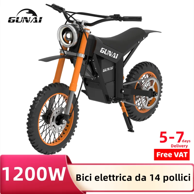 Gunai Electric Motorcycle 1200W Potente Motore 14 "Fat Tire Mountain Bicicletta Elettrica Con Batteria Rimovibile 48V 21Ah Snow Ebikes