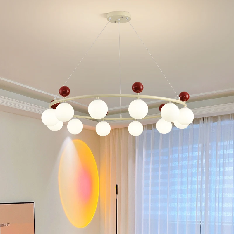 

New Style Home Chandeliers White Glass Colorful Metal Dynamic Beauty Lighting For Parlor Dining Room Bedroom Shop G9 Bulb