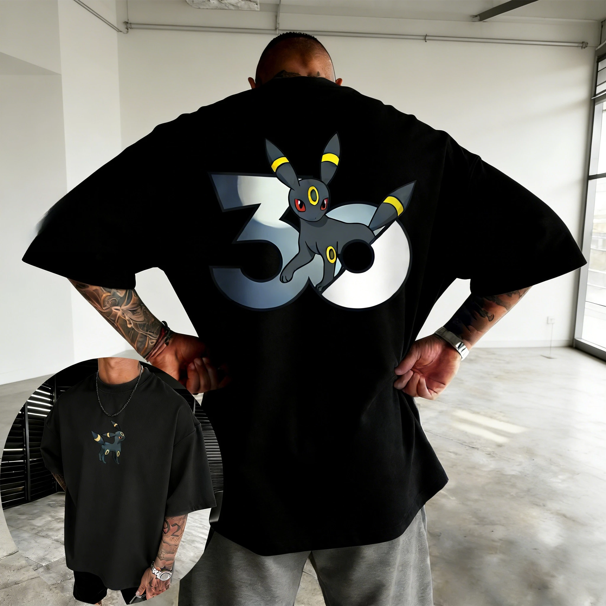 2026 Pokémon 30th Anniversary Umbrion Co-Branded bedrucktes T-Shirt für Herren und Damen – Sommer-T-Shirt 2026 Streetwear