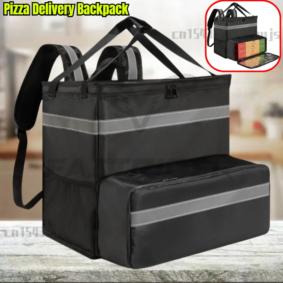 Pizza Delivery Backpack Expandable Carry Hot or Cold Food Lightweight Reflective Strip Food Delivery Backpack Insulated lunch bag,lunch cooler bag,cooler bag