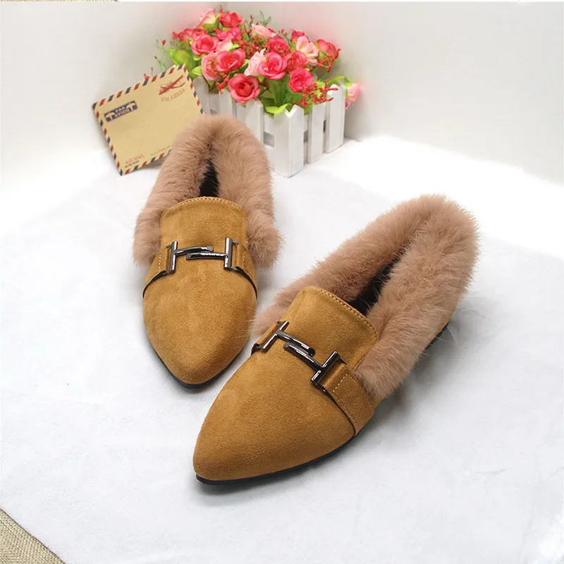 

loafers for women 2023 Autumn Winter New Wear Single Layer Shoes Women's Flat Fashionable All-Match Cotton Shoes Fleece-Lined Pe