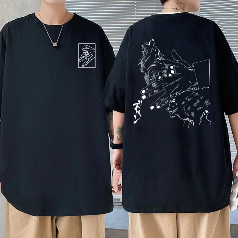 

Japanese Anime Jujutsu Kaisen Fushiguro Megumi Summon Divine Dogs Graphic Tshirt Male Fashion T-shirts Men's Teen Manga T Shirts