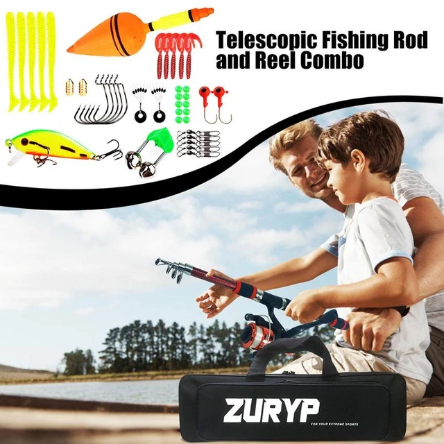 Spinning Fishing Rod And Reel Combo 1.8M Telescopic Rod Full Fishing Kit  Portable Fishing Gear Set With Fishing Line Carry Bag - AliExpress