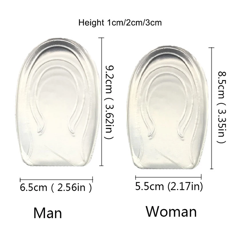 Shoe Insoles 1 Pair Height Lift Men Women Silicone Heel Insert Increase Taller