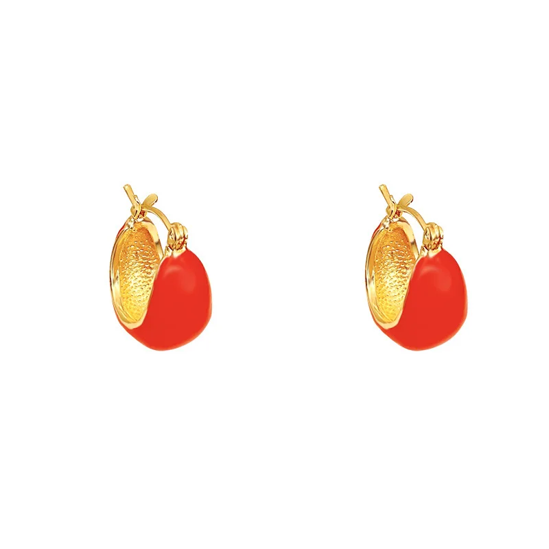 S3388 Fashion Jewelry Hoop Dangle Earrings For Women Vintage Emamel Red Earrings