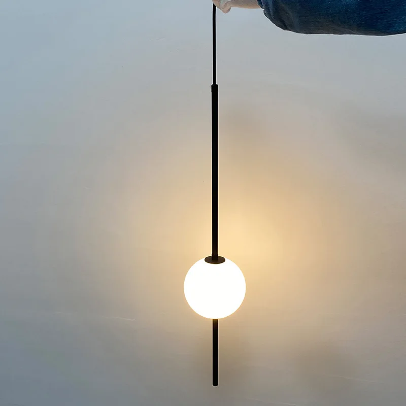 Modern Glass Pendant Lamps for Bedroom Led Chandelier Home Decor Bedside Hanging Suspension Lustre Minimalism Dining Room Lights