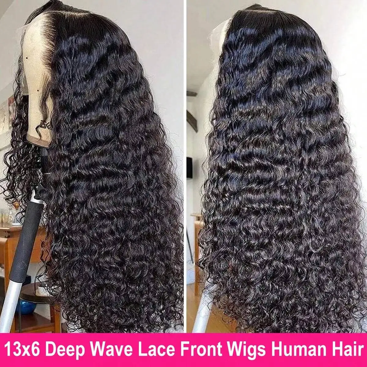 Human Hair 13x6 HD Deep Wave Lace Frontal Wigs 13x4 Water Curly 5x5 Glueless Lace Front Wig 30 42 Inch Kinky Closure WearGo 2