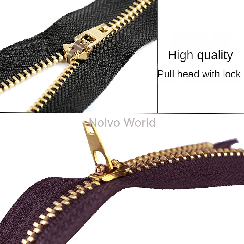 10-13-15-18CM 4# Metal Closed End Zipper Auto Lock For DIY Replacement Bags Garment Wallet Skirt Brass Teeth Zipper Accessories