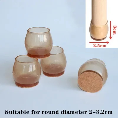 Set of 4 Premium Silicone Chair Leg Protectors with Non-Slip Felt Pads