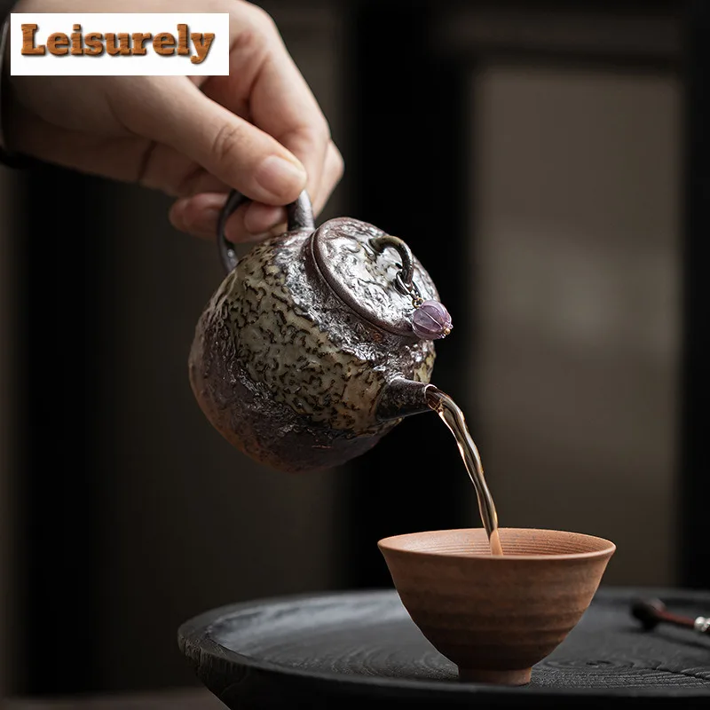 120ml Old Rock Mud Meditation Teapot Luxury Tea Infuser Pot Tea Maker Kettle with Ball Hole Chinese Tea Set Supplies Collection