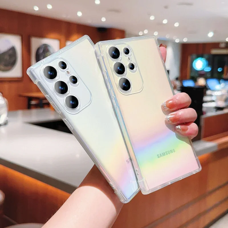 Plating Clear Gradient Shockproof Transparent Phone Case