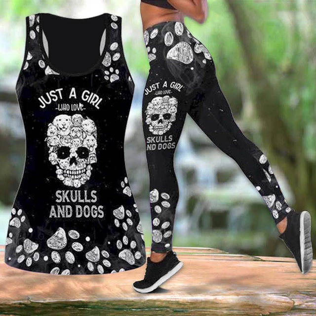 Pink Floral Sugar Skull Printed Legging Pattern Hip Lifting Pencil Pants  Women Backless Camisoles Tanktop Sportswear Suit XS-8XL - AliExpress