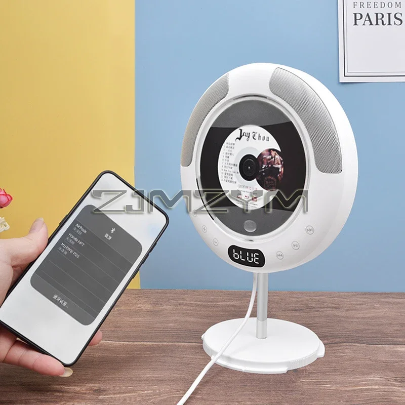 Wall Mount CD Player Round Home Desk Stand Bluetooth Speaker High-fidelity Lossless Small Music LED Display