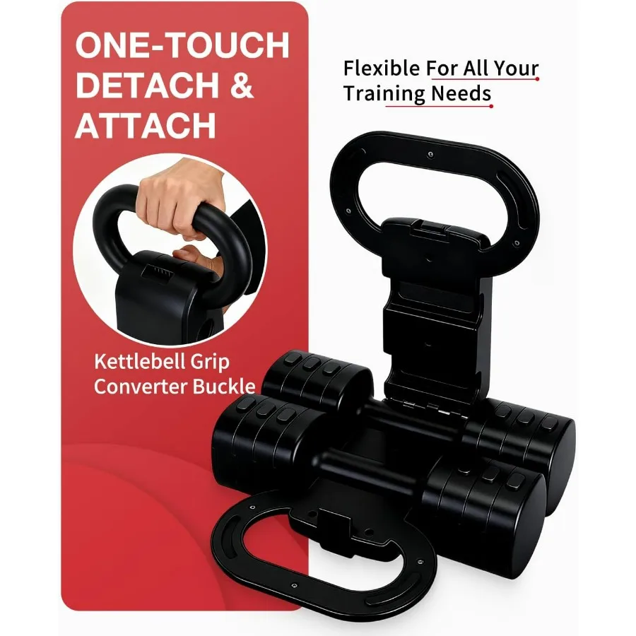 Adjustable Kettlebell Set with Wrist Straps, 4-in-1 Free Weight Adjustable Dumbbells Set for Women 9 Weights from 0.55LB to 12.1