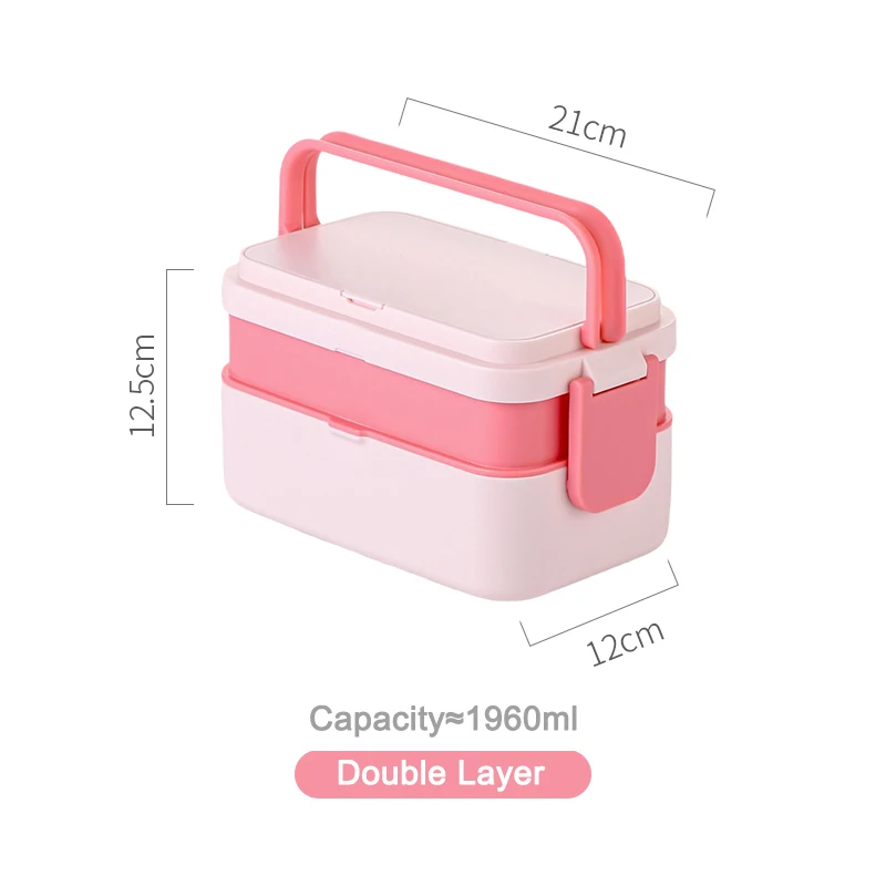 Portable Double Layer Magic Bento Box with Handle - Ideal for Meal Prep, Travel, and Outdoor Adventures