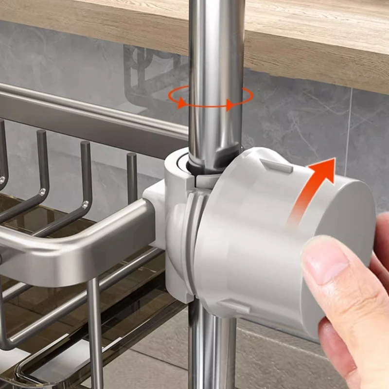 Kitchen Sink Faucet Organizer Shelf Metal Storage Rack Soap Sponge Holder Filter Basket Water Strainer Adjustable Switch Rack 2