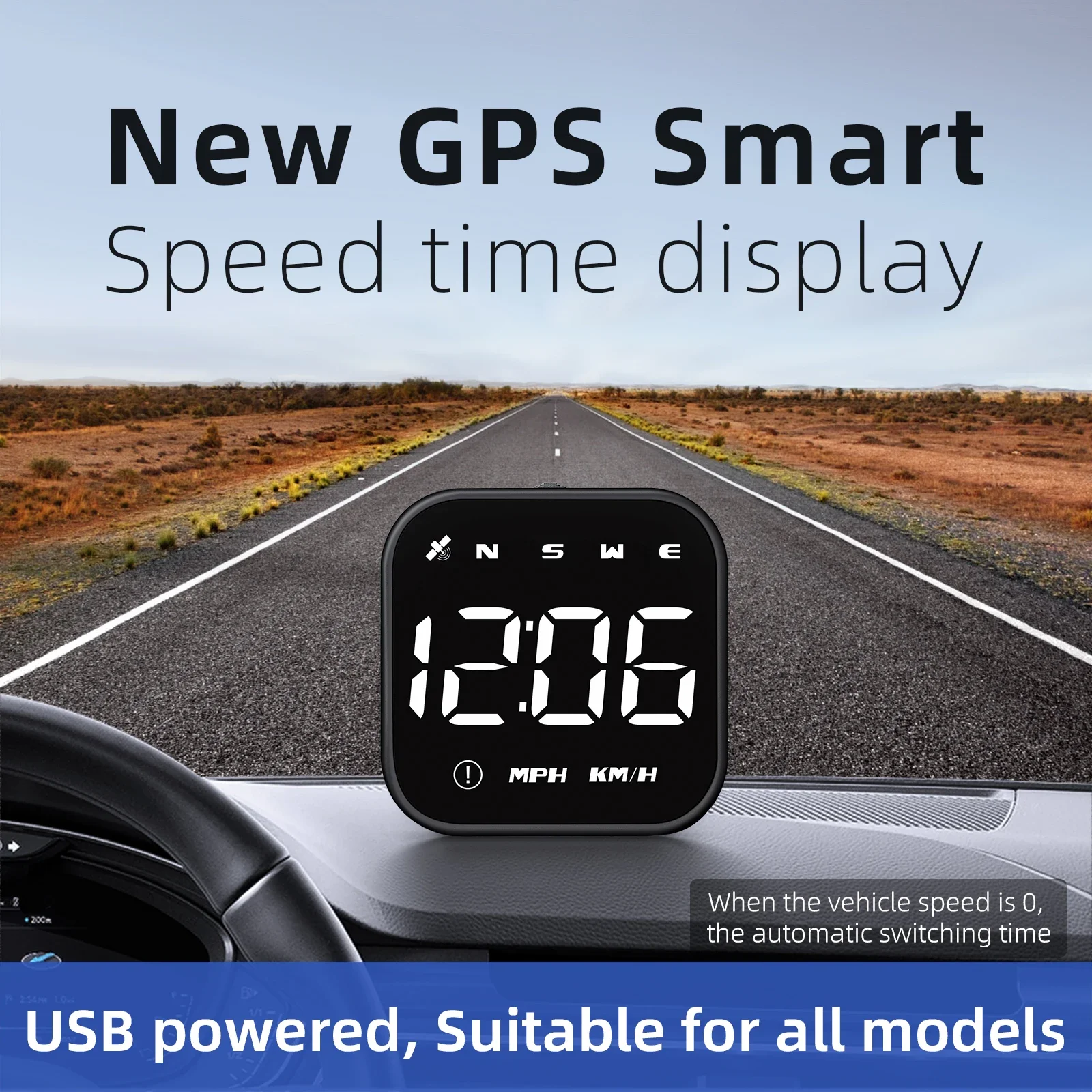 유니버설 자동차 미니 HUD G4S GPS 헤드업 디스플레이 자동 디지털 KMH/MPH 속도계 블랙/그린 폰트 속도 표시판 프로젝션