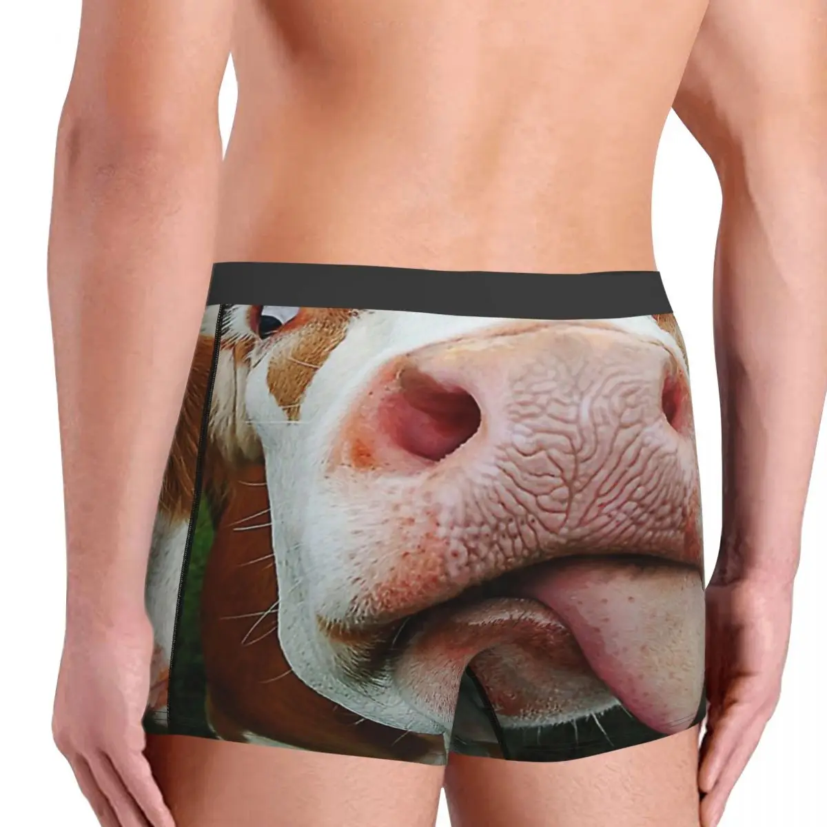 Cow Funny Face Milk Pet Cute Animals With Tongue Licking Mouth Underpants Panties Men's Underwear Sexy Shorts Boxer Briefs