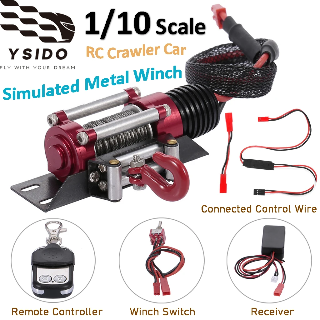 Rc Winch Controller RC Winch With Remote Control - Metal 1/10 Scale Winch For Axial SCX10, D90 & HPI Crawlers 1/10 Scale RC Car Winch
