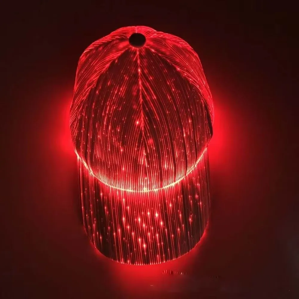 Rechargeable LED Fiber Optic Baseball Cap with 7 Colors and Flashing Modes