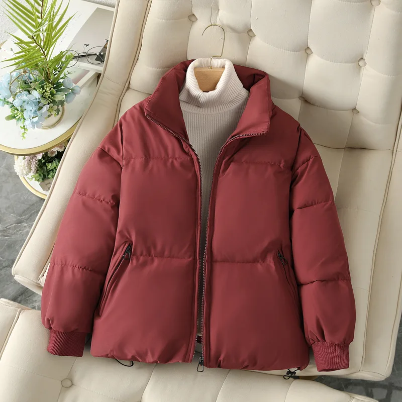 2022 Loose Korean Women Parkas Fashion Korean Winter Warm Thick Zipper Puffer Jacket Casual Cotton Padded Female Coats New