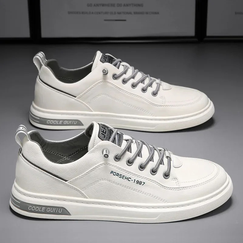 Men's Shoes 2024 New Spring Men's Casual Leather Shoes Korean Fashion All-Matching Sports Fashionable Shoes Men's Small White