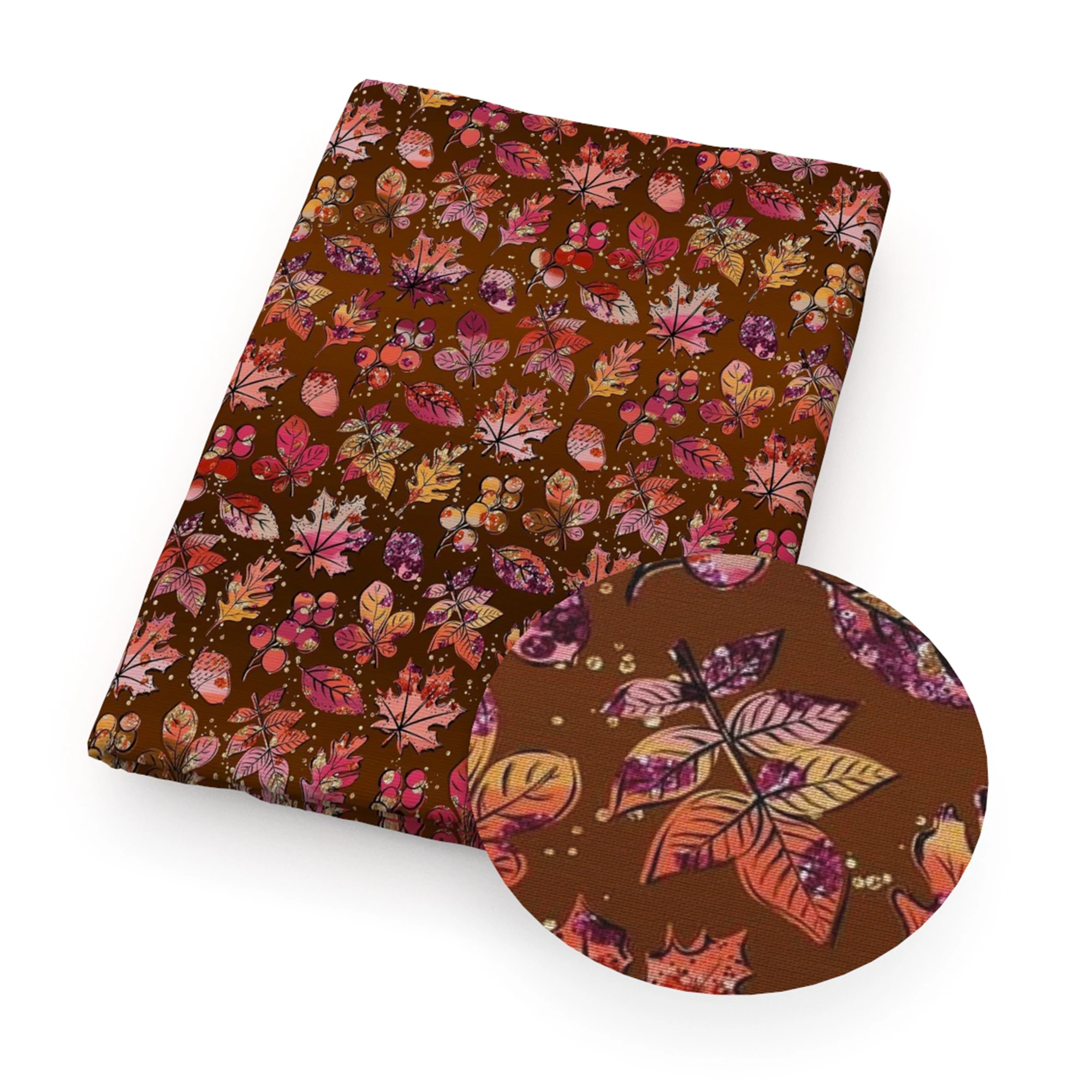 thumbnail image 1 of 50*145cm Telas de algodón de otoño con diseño de calabaza por metro Telas de hojas de arce y flores Telas de costura Vestido Manualidades DIY Textiles para el hogar, 1 of 5