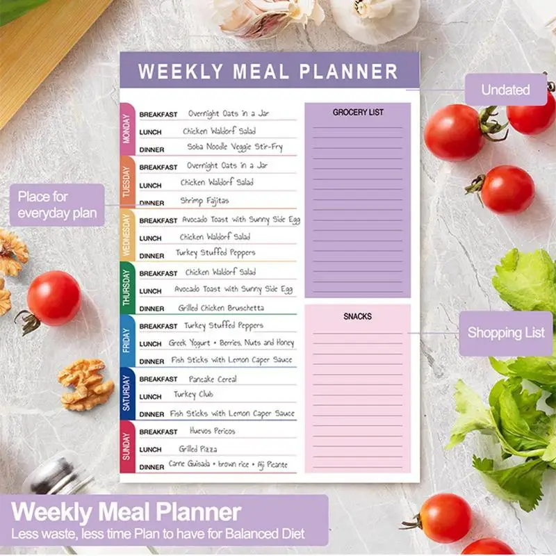 60 Sheets Weekly Meal Weekly Meal Planner, A5 Daily Planner, Healthy Diet Tracking, Tear Off Planning Notebook