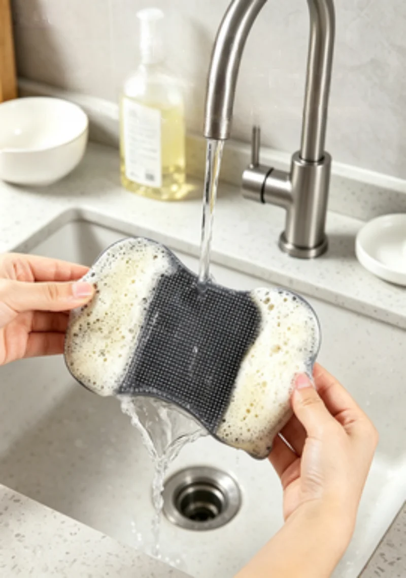 Versatile Silicone Kitchen Scrubber and Soft Cup Cleaner