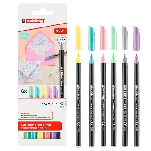 Estuche 6 Rotuladores Edding 1200 punta fina Pastel  Multicolor