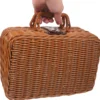 Imitation Rattan Box Simulation Case Suitcase Retro Handwoven Storage Basket Simulated Toy 4