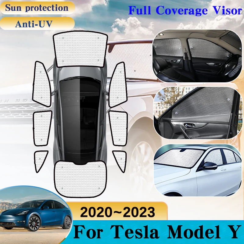 

Полные чехлы для автомобилей, солнцезащитные козырьки для Tesla Model Y 2023, аксессуары 2020, 2021, 2022, автомобильное лобовое стекло, окна, анти-УФ, солнцезащитный козырек