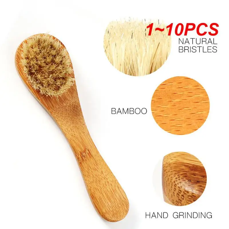 

1~10PCS Natural Face Brush Bristles Exfoliating Face Brushes Wooden Woman Man Skin Care Body Brush Massager Scrubber Tools