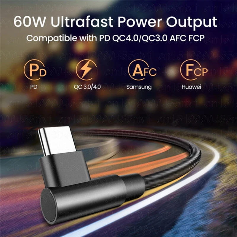 100W L Elbow Type-C to USB-C PD Quick Charge Fast Charging Cable