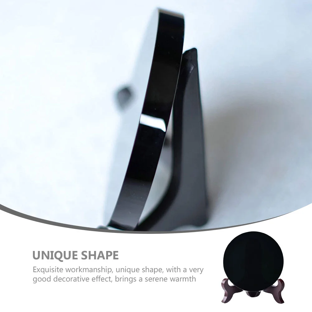 Home Decor Black Obsidian Mirror Circle Decorating Decorations Meditation for Room Modern Decorate