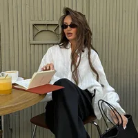 Mode chemises blanches femmes à manches longues surdimensionné Blouse 2025 nouveau printemps été Tops basiques coton Chic chemise pour les femmes 3