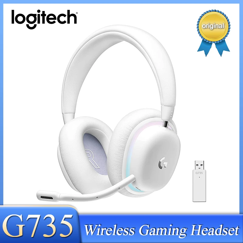 LOGITECH-G735ゲーミングヘッドセット,Bluetoothワイヤレス,マイク付き,16.8万rgb,仮想サラウンドサウンド,オリジナル