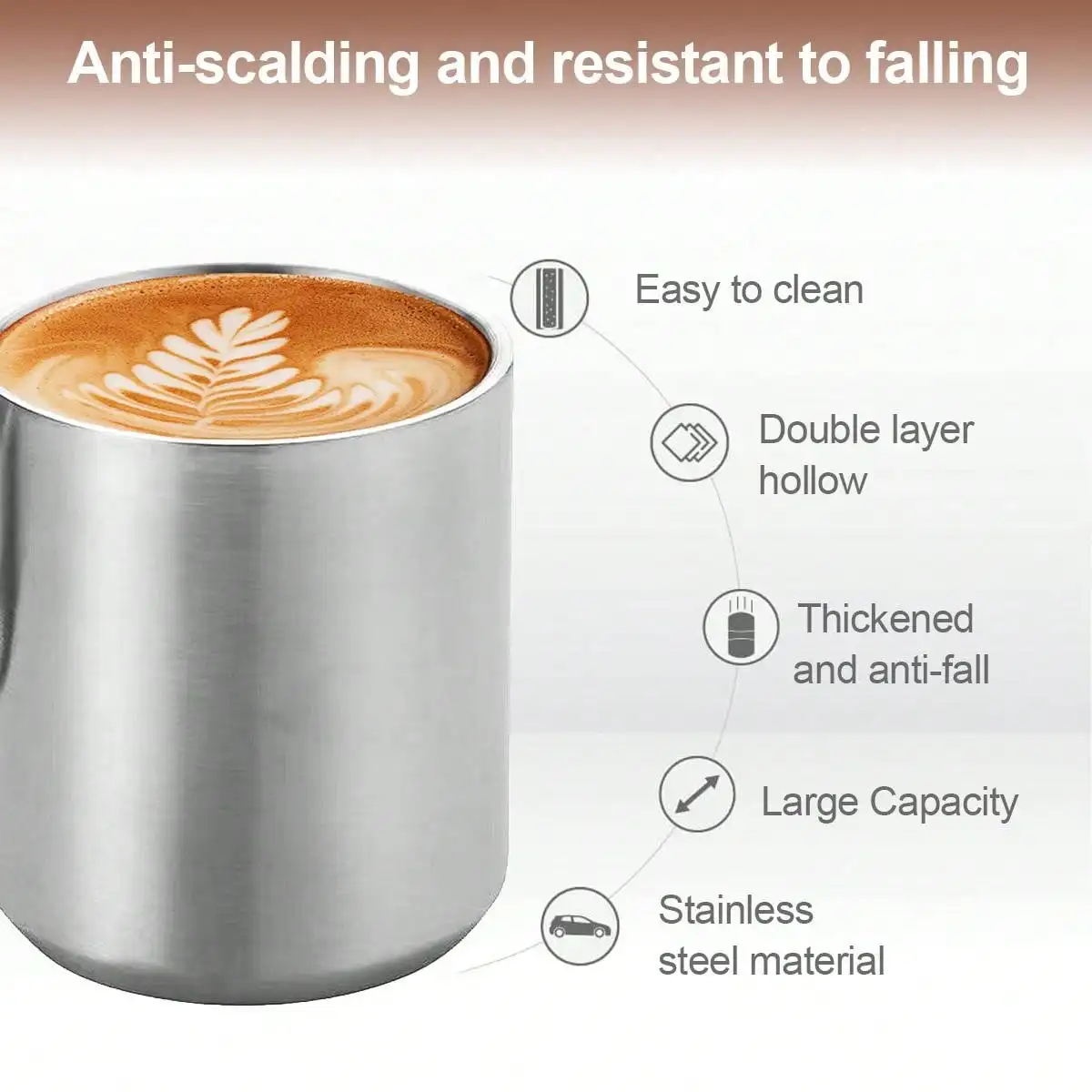 Tazza Termica In Acciaio Inox Con Coperchio E Manico - Doppia Parete, 400 Ml, Per Caffè, Tè E Campeggio
