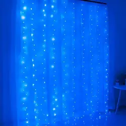 USB LED Curtain String Lights with Remote Control - 3Mx1M - 100LED (Blue)